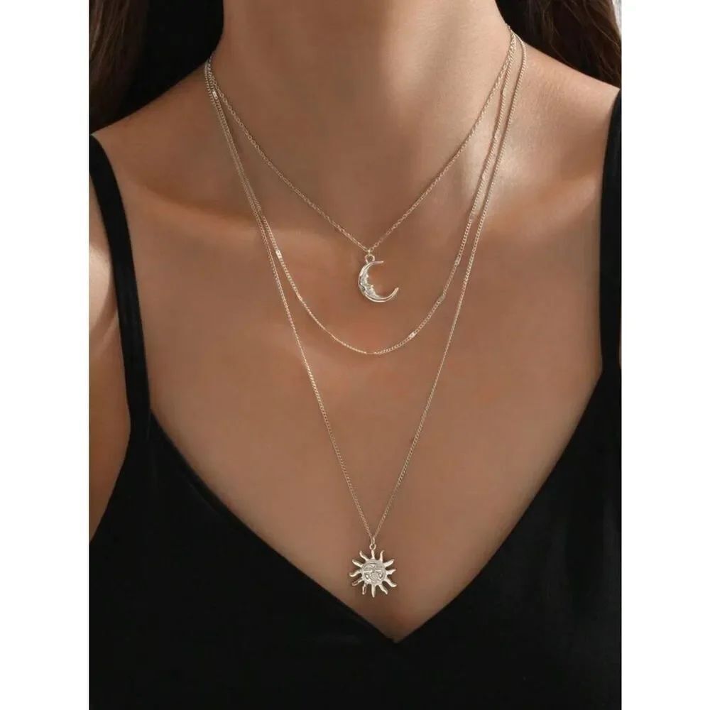 Silver Layered Necklace Set R103